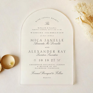 Dark Grey White Elegant Calligraphy Formal Wedding Acrylic Invitations