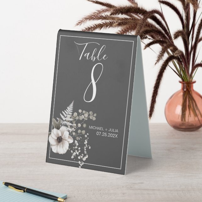 Dark Grey & White Floral Wedding  (In SItu (Table))