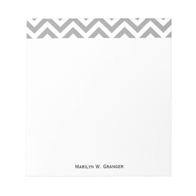 Dark Grey White Large Chevron ZigZag Pattern Notepad (Front)