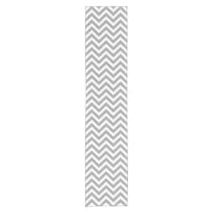 Dark Grey White Large Chevron ZigZag Pattern Short Table Runner