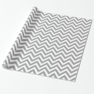 Dark Grey White Large Chevron ZigZag Pattern Wrapping Paper