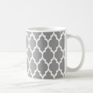 Dark Grey White Moroccan Quatrefoil Pattern #4 Coffee Mug