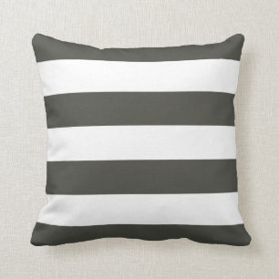 Dark Grey & White Striped Pillow
