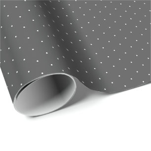 Dark Grey white tiny polka dots pattern gift Wrapping Paper