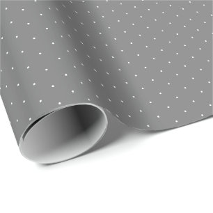 Dark Grey white tiny polka dots pattern gift Wrapping Paper