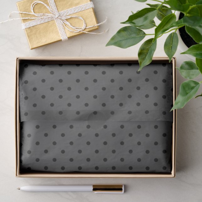 Dark Grey With Black Polka Dots Tissue Paper (Gift)