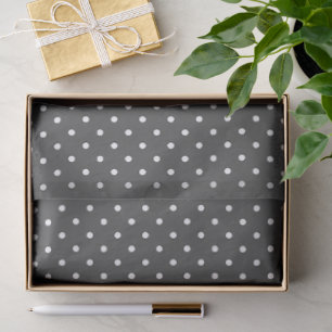 Dark Grey With White Polka Dots Tissue Paper