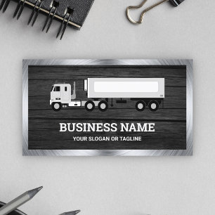 Dark Grey Wood Logistics Transport Truck Trailer Business Card