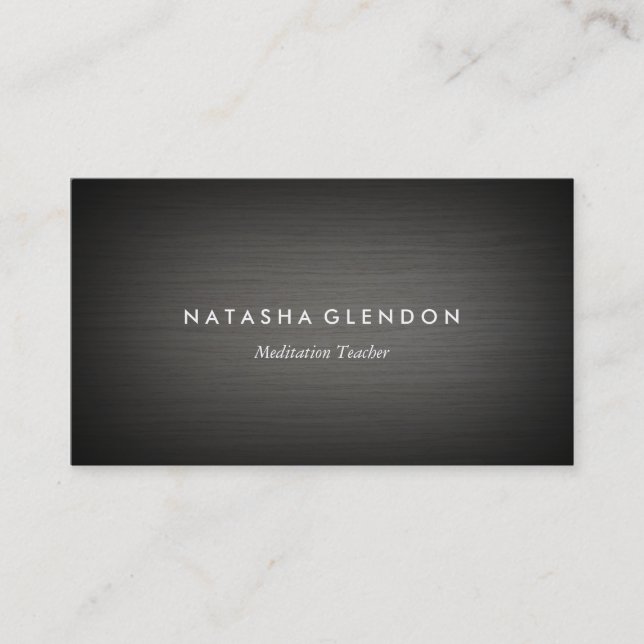 Dark Grey Wood Minimalist Zen Business Card (Front)