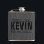 Dark Grey Wood Texture Best Man Hip Flask<br><div class="desc">Dark grey faux wood texture customisable text-best man-</div>