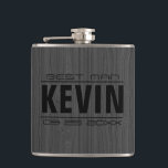 Dark Grey Wood Texture Best Man Hip Flask<br><div class="desc">Dark grey faux wood texture customisable text-best man-</div>