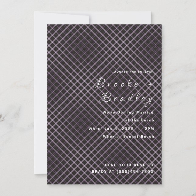 Dark Grid Luxe Wedding Invitation (Front)