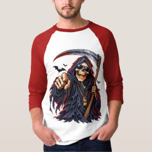 Dark Grim Reaper Halloween – Skull with Scythe, Go T-Shirt
