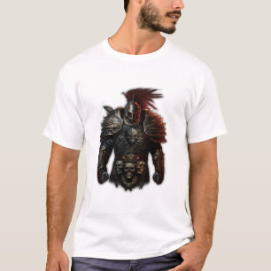 Dark Grim Warrior Skull Armour Fantasy Art T-Shirt