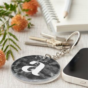 Dark Grunge Abstract Black Marble design Key Ring