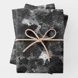 Dark Grunge Abstract Black Marble design Wrapping Paper Sheet
