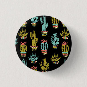 Dark Grunge Cactus Pattern 3 Cm Round Badge
