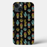 Dark Grunge Cactus Pattern