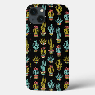 Dark Grunge Cactus Pattern iPhone 13 Case