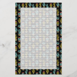 Dark Grunge Cactus Pattern Stationery