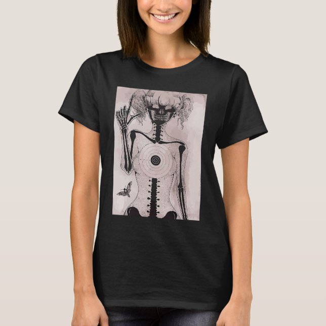Dark grunge  Emo teen girl with moth Gothic T-Shirt (Front)