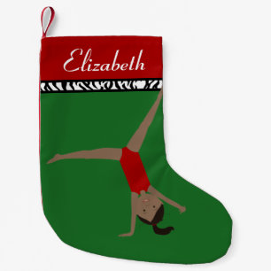 Dark Hair Gymnast Personalised Christmas Small Christmas Stocking