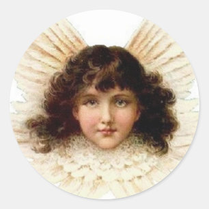 Dark Haired Angel Classic Round Sticker