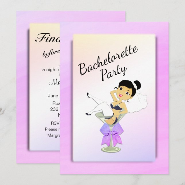 Dark Haired Bachelorette Party Invitation (Front/Back)