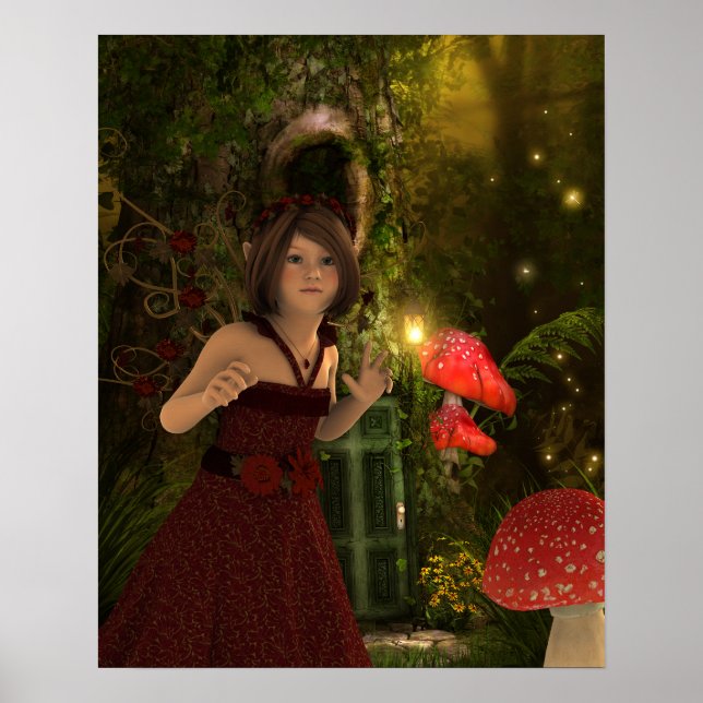 Dark Haired Fairy in Red Poster (Front)