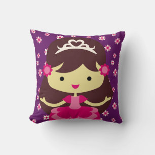 Dark Haired Little Princess Pillow