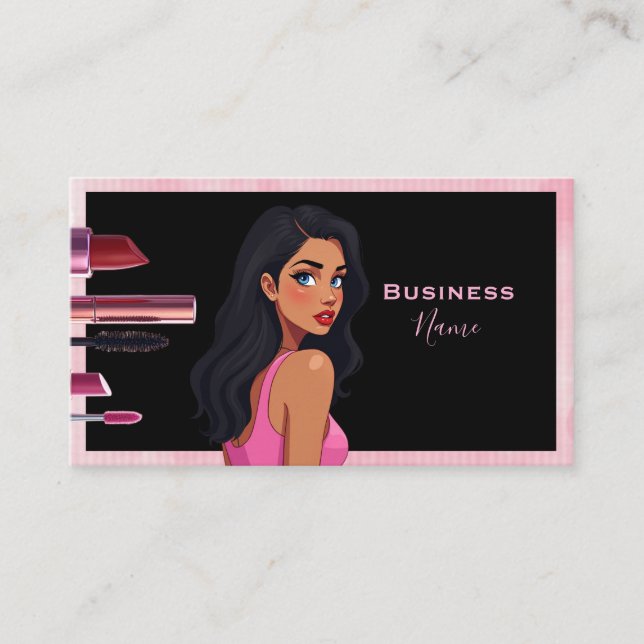 Dark Haired Makeup Lady  Business Card (Front)