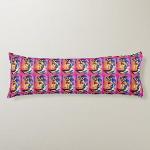 dark-haired mermaid beauties pink body cushion