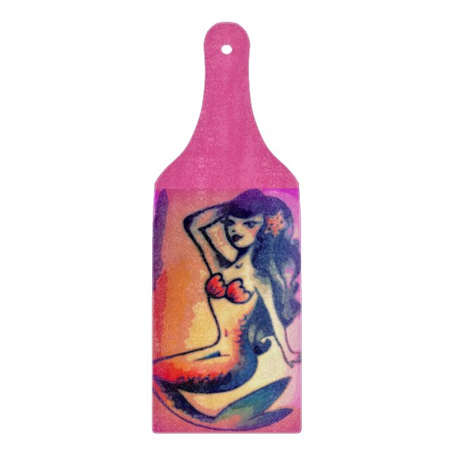 dark-haired mermaid beauty cutting board (Front)