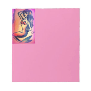 dark-haired mermaid beauty pink notepad