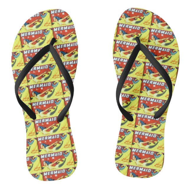 Dark-haired swimming mermaid beauty  flip flops (Footbed)