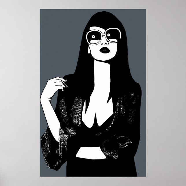 Dark Haired Woman Wearing sunglasses Fashion art Poster (Front)