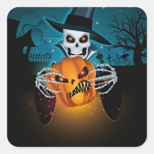 Dark Halloween Cementery Square Sticker