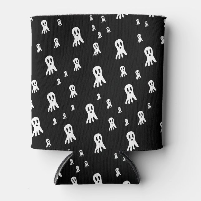 Dark Halloween Ghosts  Can Cooler (Front)