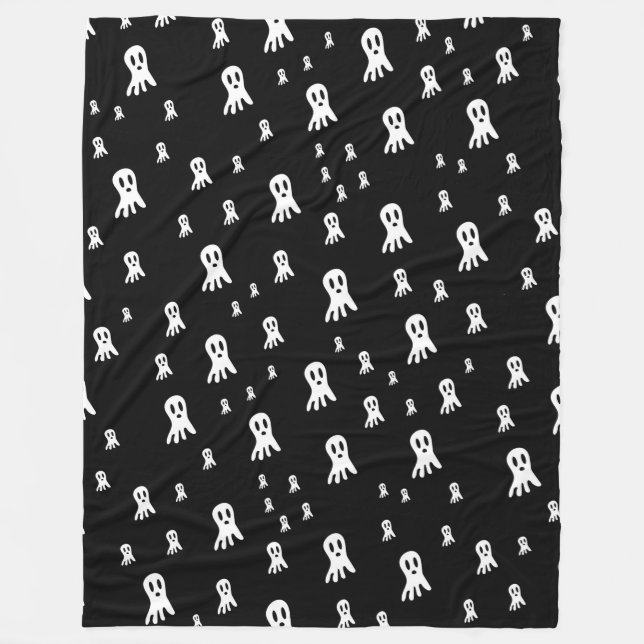 Dark Halloween Ghosts  Fleece Blanket (Front)