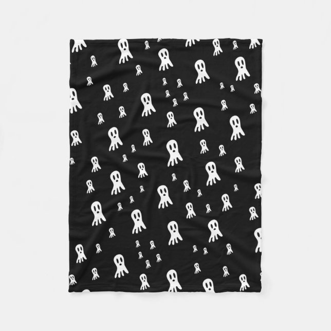 Dark Halloween Ghosts  Fleece Blanket (Front)