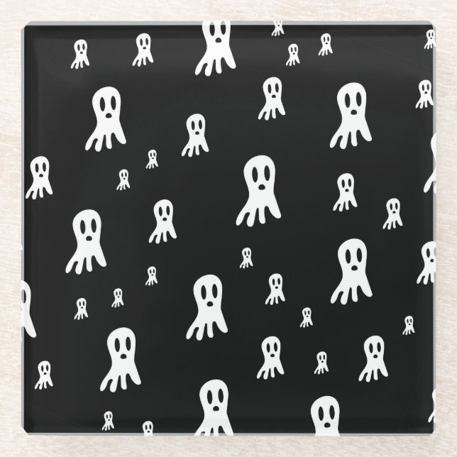 Dark Halloween Ghosts  Glass Coaster (Front)