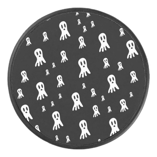 Dark Halloween Ghosts  Hockey Puck (Front)