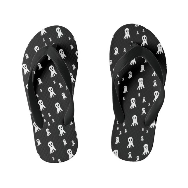 Dark Halloween Ghosts  Kid's Flip Flops (Footbed)