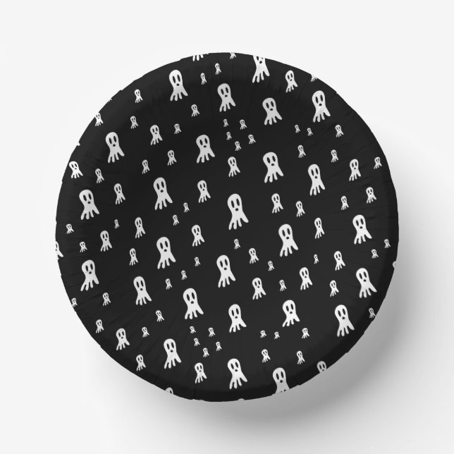 Dark Halloween Ghosts  Paper Plate (Front)