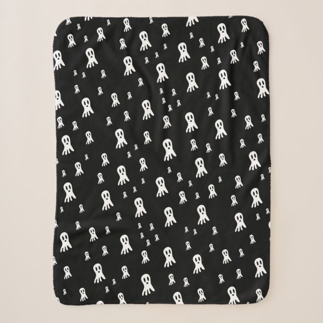 Dark Halloween Ghosts  Sherpa Blanket (Front)
