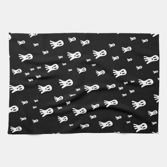 Dark Halloween Ghosts  Tea Towel (Horizontal)