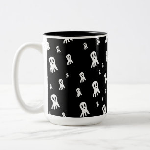 Dark Halloween Ghosts  Two-Tone Coffee Mug