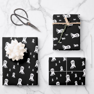 Dark Halloween Ghosts  Wrapping Paper Sheet