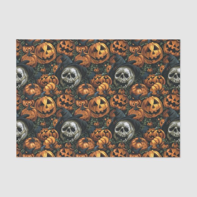 Dark Halloween Pumpkin  Tissue Paper (Front)
