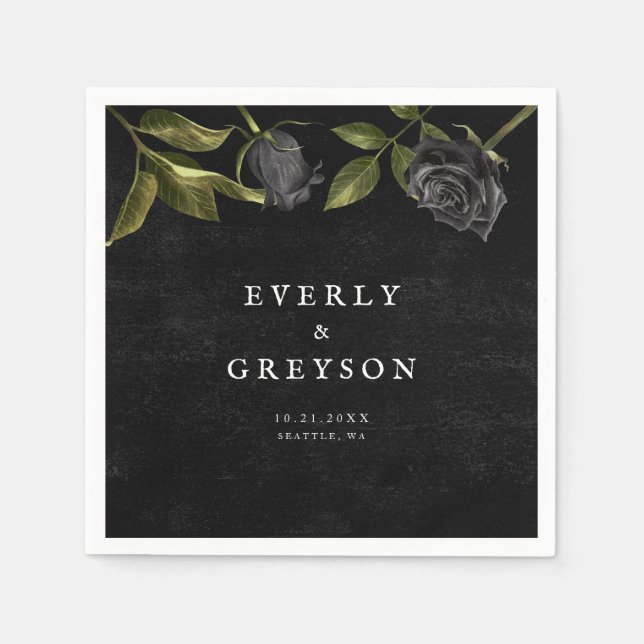 Dark Halloween Rose Wedding Napkin (Front)